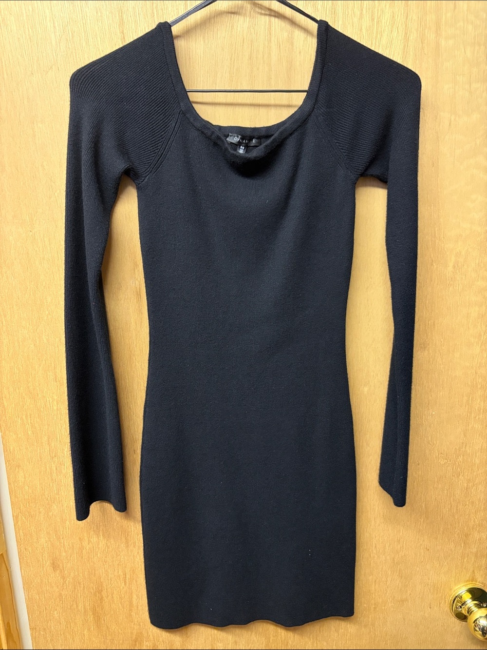 Dynamite Black Long-Sleeve Knit Bodycon Dress